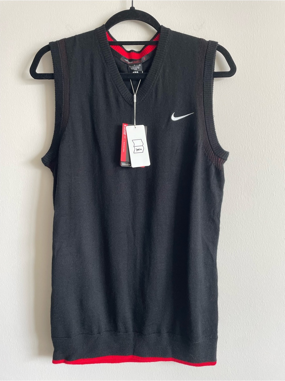 Tiger Woods Collection Nike Sweater Vest Black Golf Merino Wool S